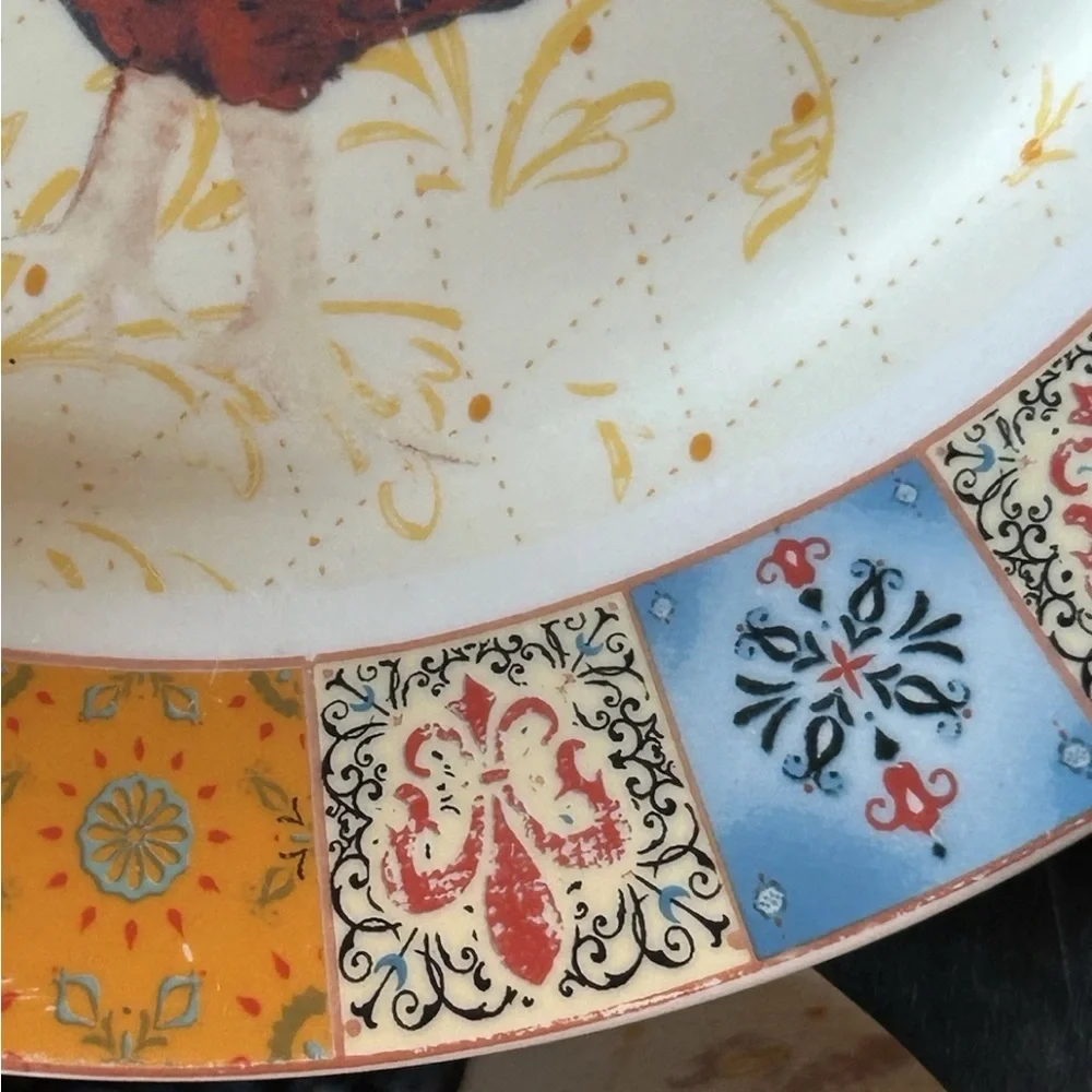 4 Canterbury Potteries‎ French Country Rooster Dinner Plates 10.5